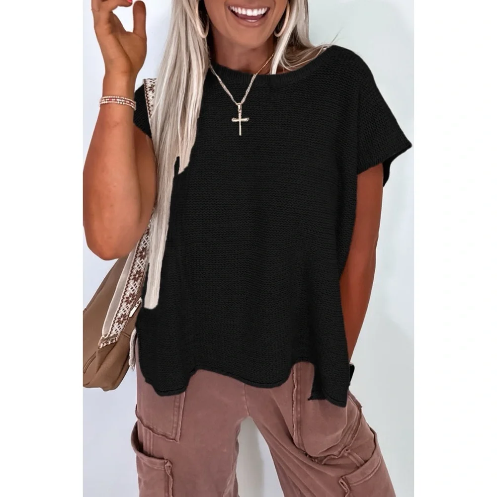 Side Slit Sweater Tee - Picture 1 of 3